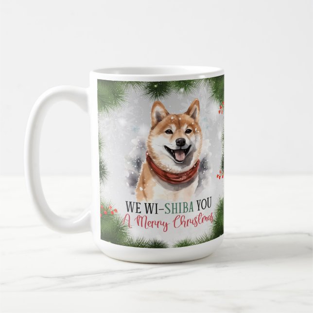 Shiba Inu Rolig hund Pun-julkaffe Mugg (Vänster)
