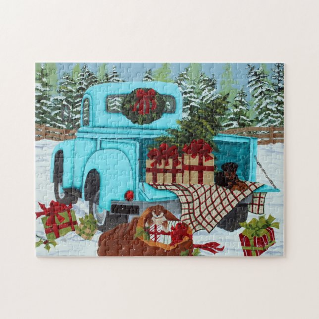 Shiba Inu & Rottweiler jul Pussel (Horisontell)
