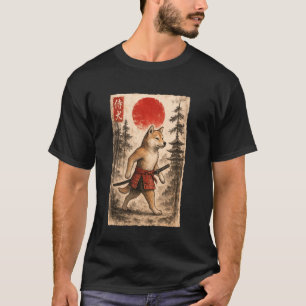 Shiba Inu Samuraj Krigare Vintage Japanska Ukiyo-e T Shirt