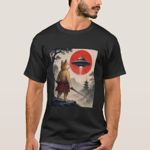Shiba Inu Samuraj UFO Vintage Japansk Ukiyo-e Hund T Shirt