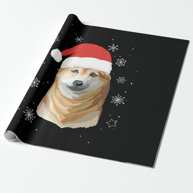 Shiba Inu Santa Christmas Kids Boys Girls Gift Presentpapper (Utrullad)