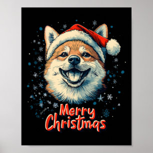 Shiba Inu Santa Hat God jul Julafton Hund älskare Poster