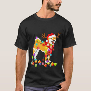 Shiba Inu Santa Hat Julafton Träd Ljus Hund älskar T Shirt