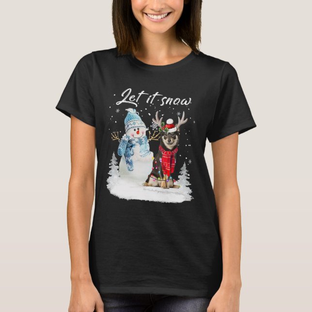Shiba Inu Santa Hund jul Snögubbe Julafton Pajama T Shirt (Framsida)