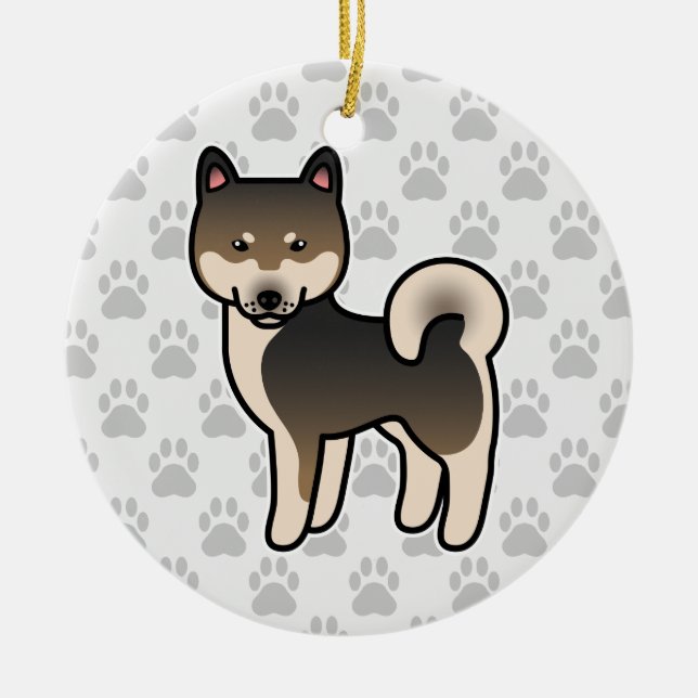 Shiba Inu Sesamfrö Julgransprydnad Keramik (Framsidan)