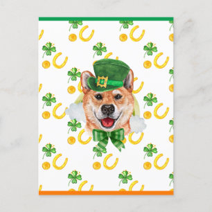 Shiba Inu Shamrock St. Patricks Day Helg Vykort