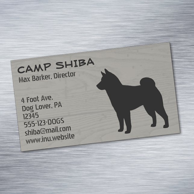 Shiba Inu Silhouette | Hund aveln Wood Stil Visitkortmagnet (Skapare uppladdad)