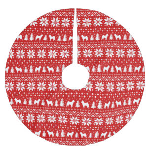 Shiba Inu Silhuetter Julmönster Röd Julgransmatta Borstad Polyester