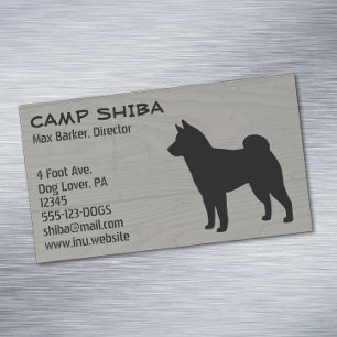 Shiba Inu Siluett Hundras Trä Stil Visitkortmagnet