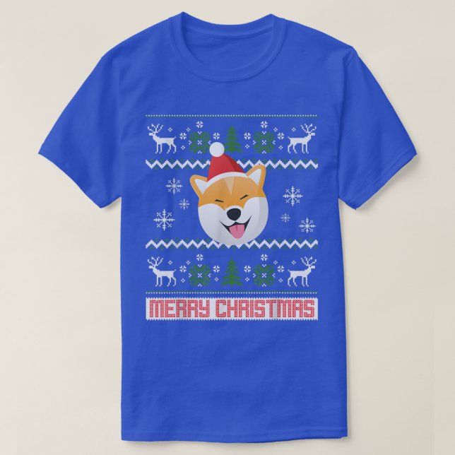 Shiba Inu Snö jultomten Ugly T Shirt (Design framsida)