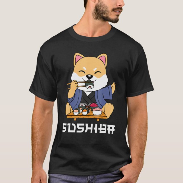 Shiba Inu sushi T Shirt (Framsida)