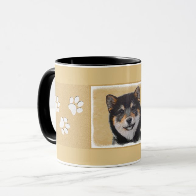 Shiba Inu (svarten och solbrännan) målning - Mugg (Framsida vänster)