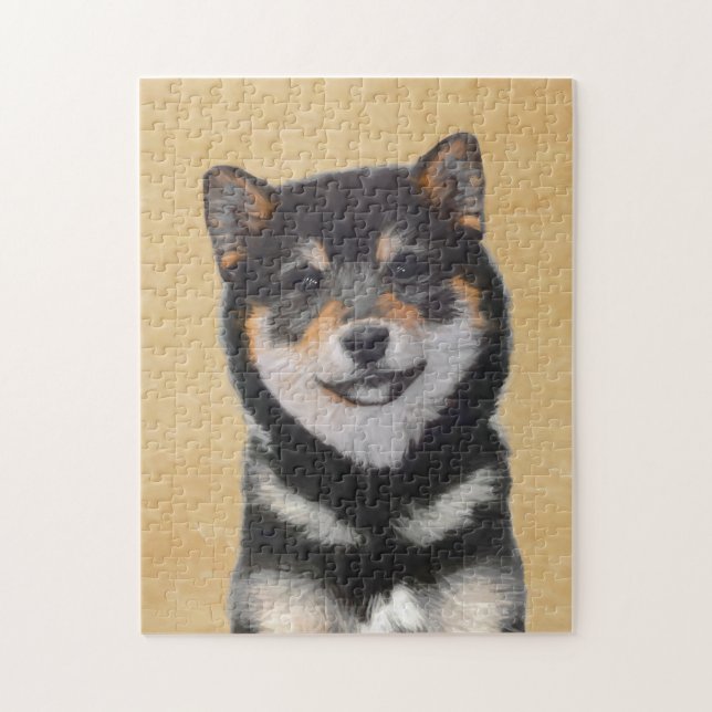 Shiba Inu (svarten och solbrännan) målning - Pussel (Vertikal)