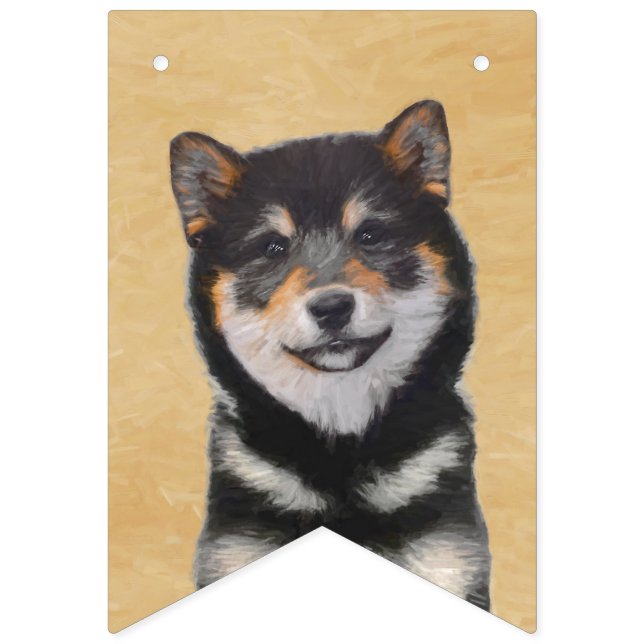 Shiba Inu (svarten och solbrännan) målning - Vimplar (Första flaggan)