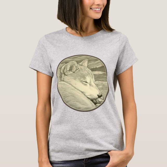 Shiba Inu T-shirt Organic Dam Shirt Hund tröja (Framsida)