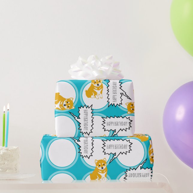 Shiba Inu Tal Bubbles Grattis på födelsedagen W Pa Presentpapper (Festgåvor)