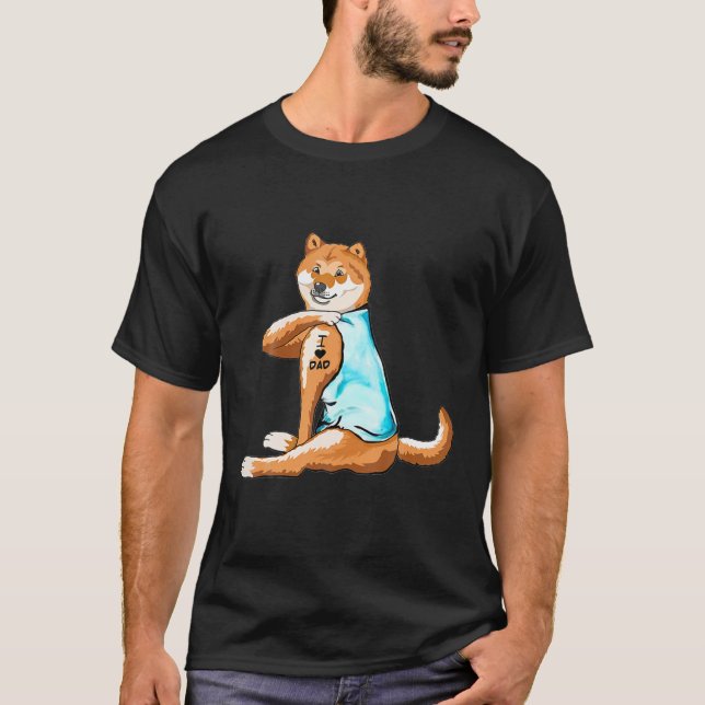 Shiba Inu Tattoos i Kärlek, Pappa Hund älskare Gif T Shirt (Framsida)