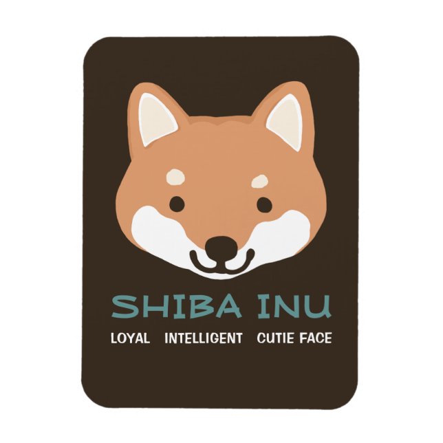 Shiba Inu Tecknad hund med Anpassningsbar Text Magnet (Vertikal)