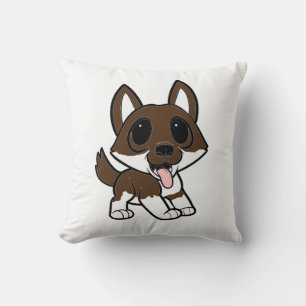 shiba inu tecknad röd sesam kudde