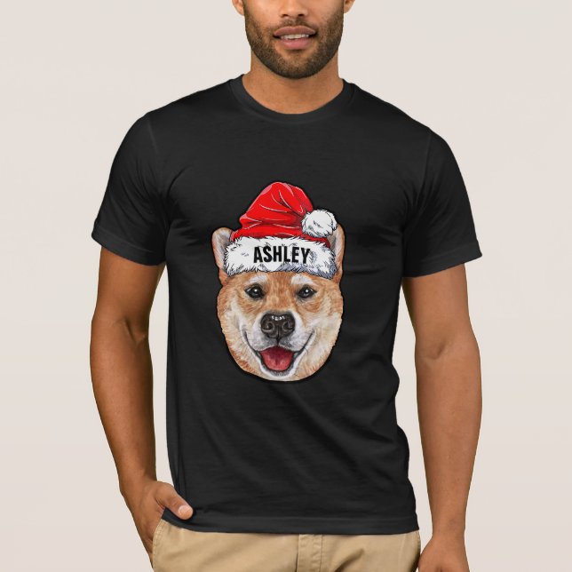 Shiba Inu Terrier jul Hat Hund Big T Shirt (Framsida)