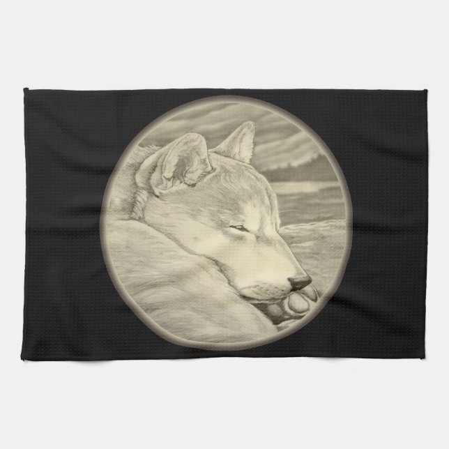 Shiba Inu Towel Hund älskare Art Tea Towels & Deco Kökshandduk (Horisontell)