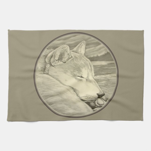 Shiba Inu Towel Hund älskare Art Tea Towels & Gift Kökshandduk (Horisontell)