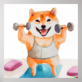 Shiba Inu tränar Yoga Square Poster