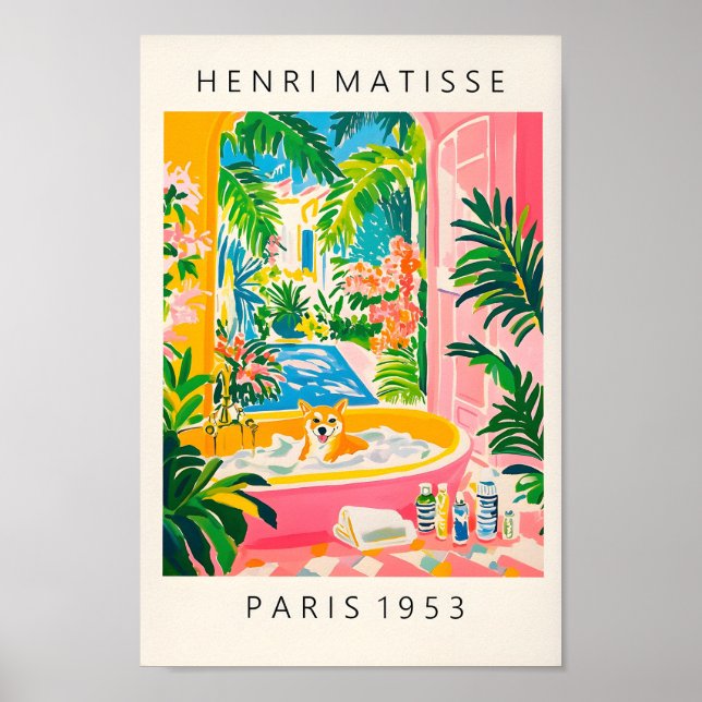 Shiba Inu-utskrift inspirerad av Henri Matisse, Ae Poster (Framsidan)