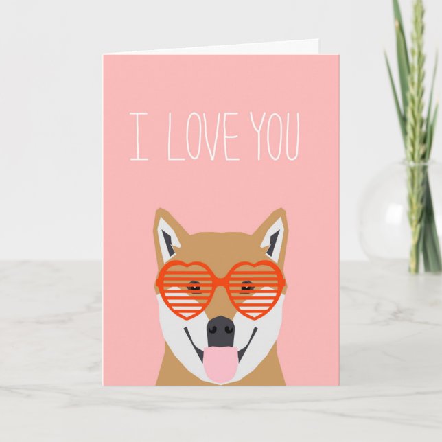 Shiba Inu-Valentineser - Kärlek du Kärlek Card Kär Helgkort (Framsida)