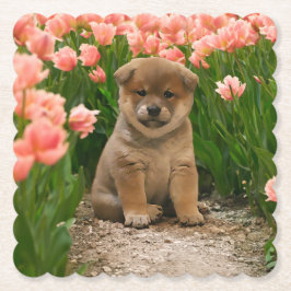 Shiba Inu Vår blommor Underlägg Papper
