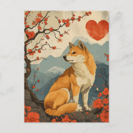 Shiba Inu Vintage Alla hjärtans dag Vykort