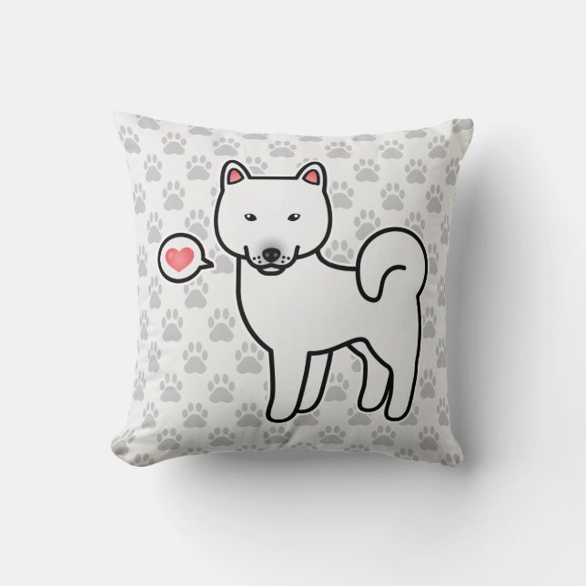 Shiba Inu Vit Kärlek Kudde (Framsida)