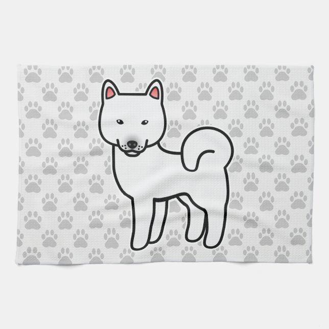 Shiba Inu Vit Kökshandduk (Horisontell)