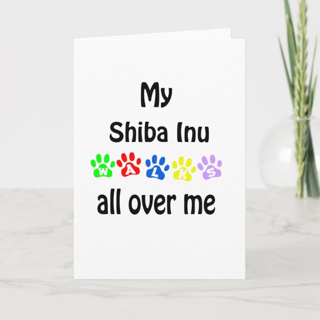 Shiba Inu Walks Design Helgkort (Framsida)