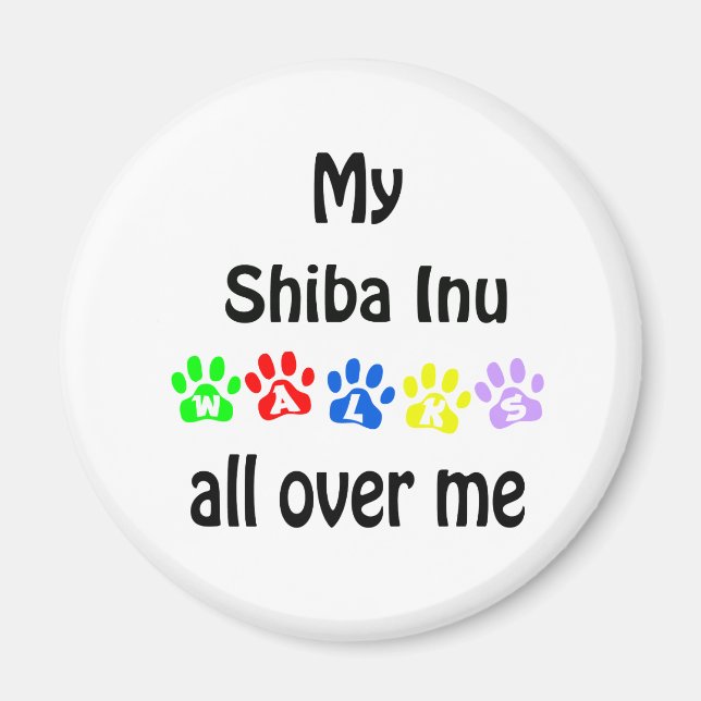 Shiba Inu Walks Design Magnet (Framsidan)