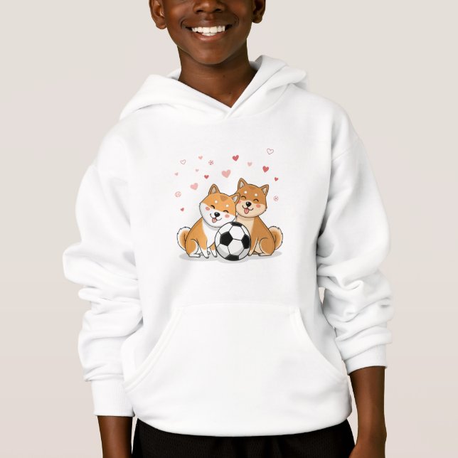 Shiba Inu with soccer ball for Valentine's Day T Shirt (Framsida)