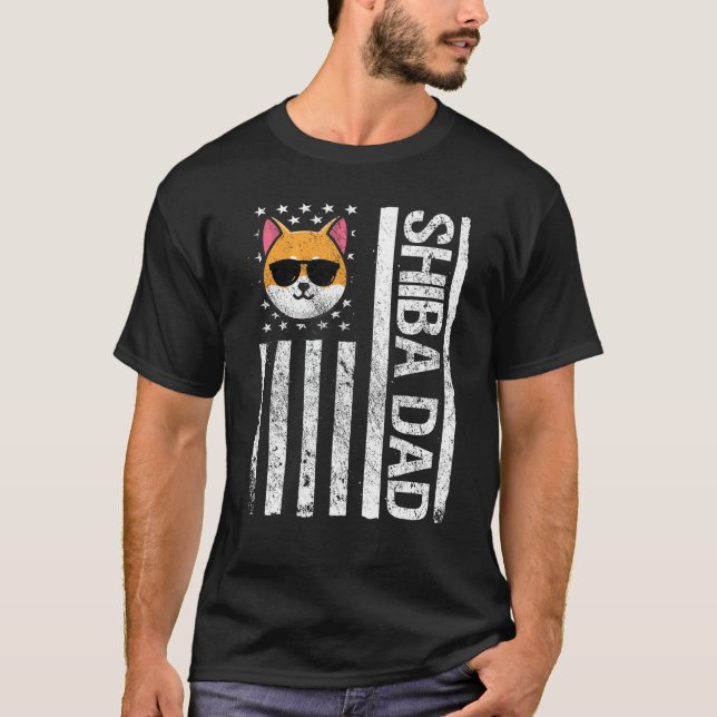 Shiba Pappa American USA flagga Shiba Inu Owner Pe T Shirt (Framsida)