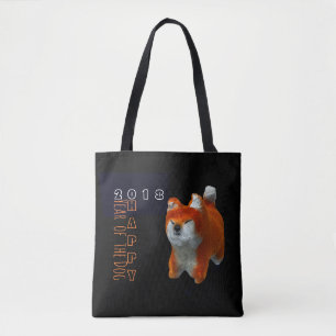 Shiba Puppy 3D Digital Art Hund anpassningsbar Tot Tygkasse