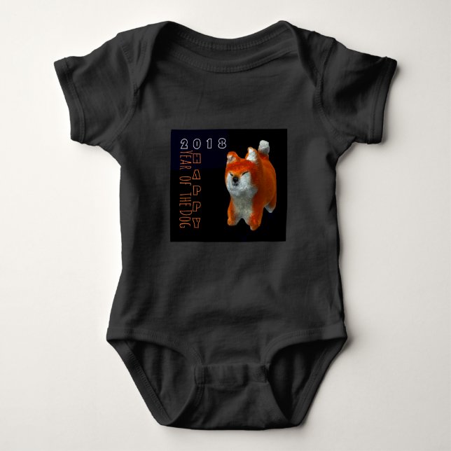 Shiba Puppy 3D Digital Art Hund År 2018 Baby B T-shirt (Framsida)