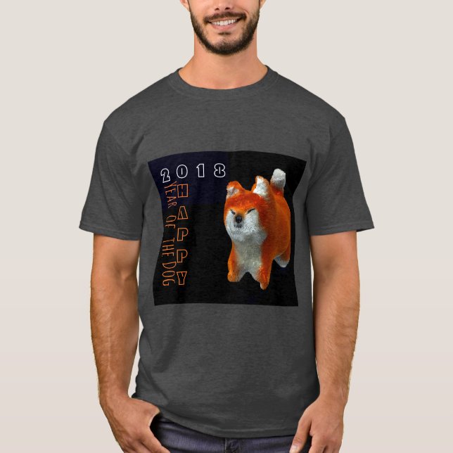 Shiba Puppy 3D Digital Art Hund År 2018 Manar Tee (Framsida)