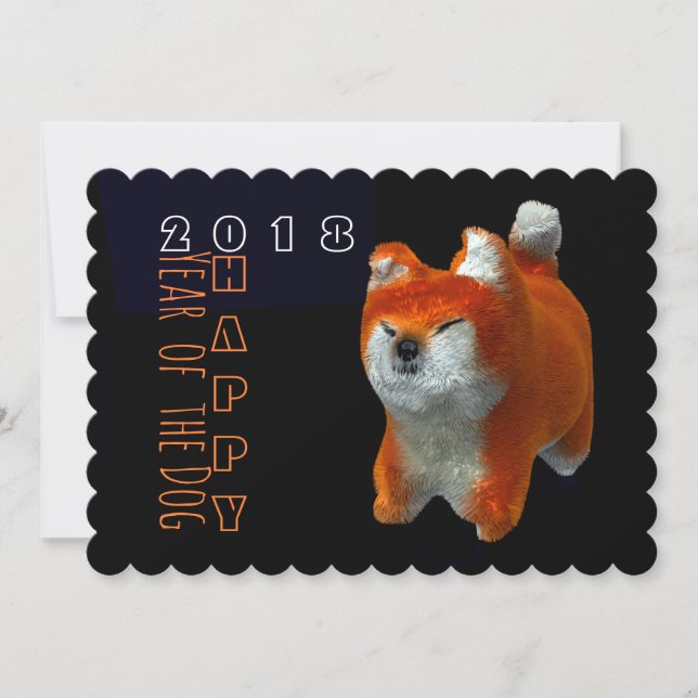 Shiba Puppy 3D Digital Art Hund År 2018 - platta k (Framsida)