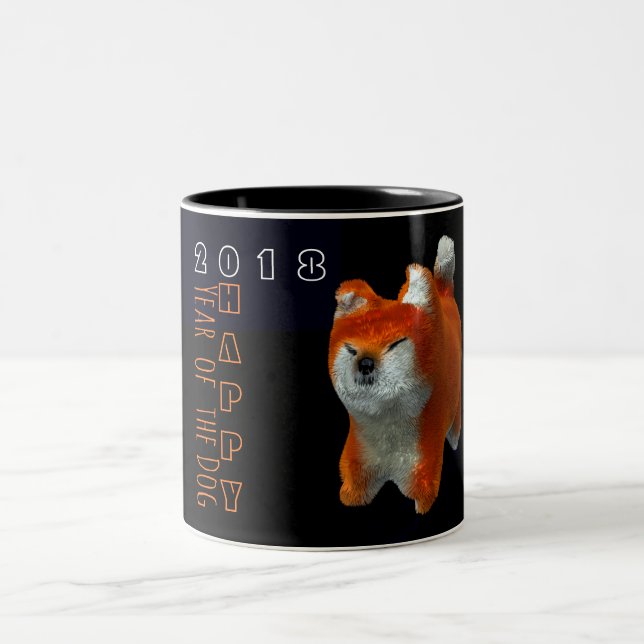 Shiba Puppy 3D Digital Art Hund År Zodiac 2T Mugg (Center)