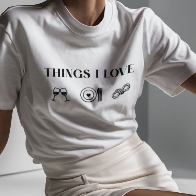 Shibari rope Sak i kärlek T Shirt (Things i love: wine, food and rope, shibari tee)