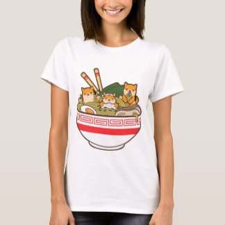 Shibas Inu Eating Ramen Noodles T Shirt, Kawaii Shirt