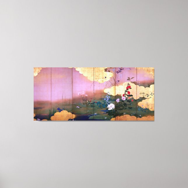 Shibata Zeshin blommor och fåglar av fyra säsonger Canvastryck (Framsida)