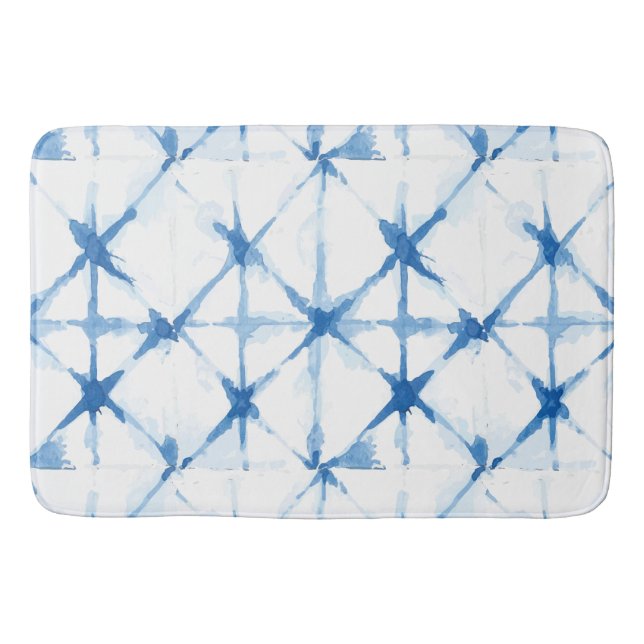 Shibori Blue Tie Dye Triangle Bath Mat Badrumsmatta (Framsidan)