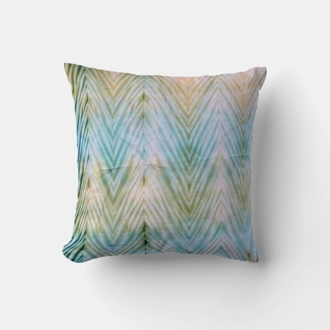 Shibori Chevron Mönster Fiber Art Kudde (Framsida)