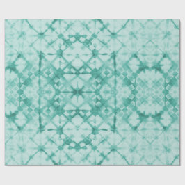 Shibori Dyed Checkerboard Teal Presentpapper
