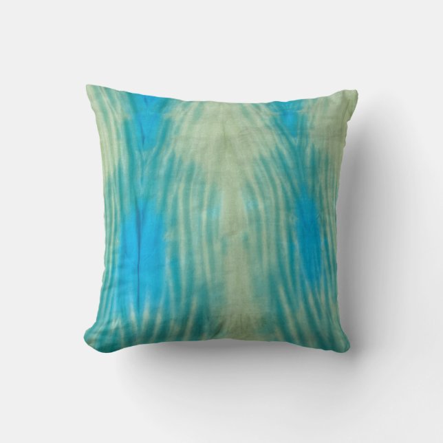 Shibori Fabric Boho Blue Grönt Tie Dye Pillow Kudde (Framsida)