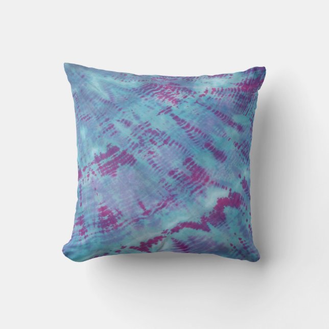 Shibori Fabric Boho Blue Lila Tie Dye Pillow Kudde (Framsida)